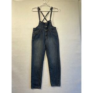 Hot Kiss Denim Bib Overalls Medium Wash Adjustable Straps Straight Leg Size 30